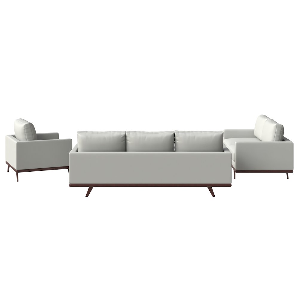 Chester 3-Piece Leather Living Room Sofa Set with Birch Wood Base White