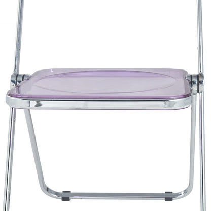 Lawrence Acrylic Folding Chair With Metal Frame, Set of 2