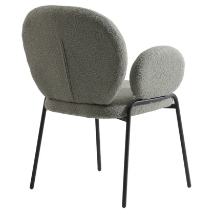 Celestial Series Boucle Dining Arm Chair, Black Frame with Green Fabric