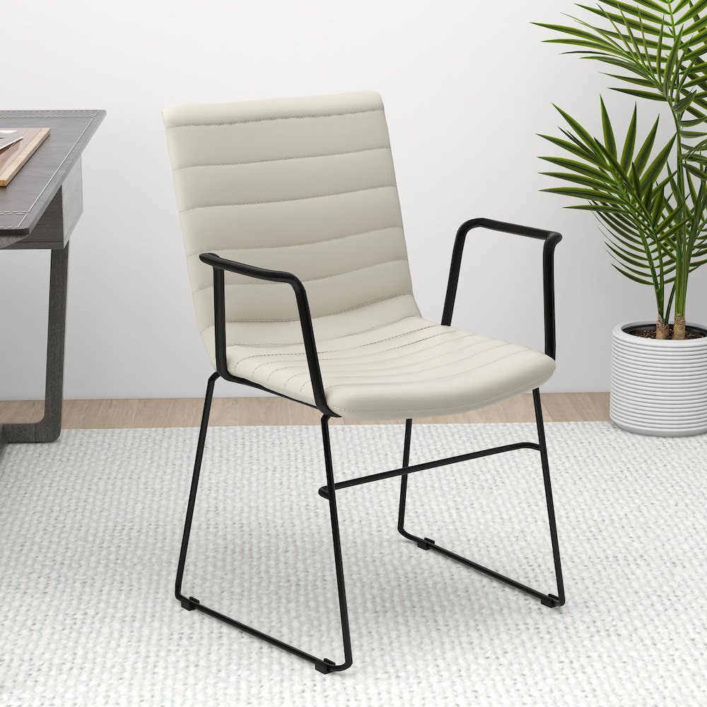 Zylar Series Office Guest Arm Chair in Tan Leather