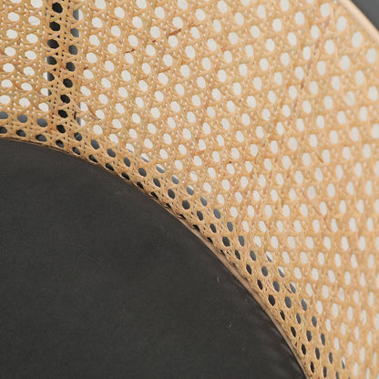Ervilla Mid-Century Modern Wicker Bar Stool in Black