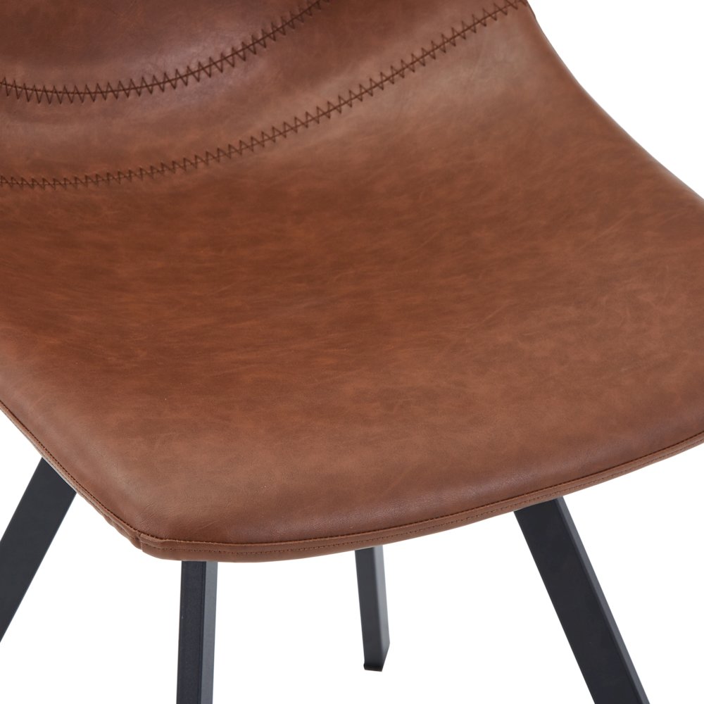Markley Modern Leather Dining Chair With Metal Legs