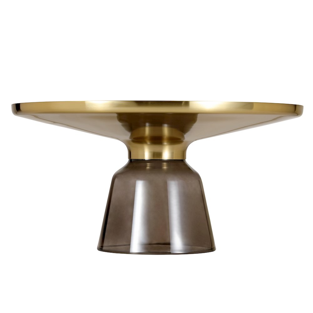 Tully Collection Glass Coffee Table Grey glass, Gold Rim with Black Glass top