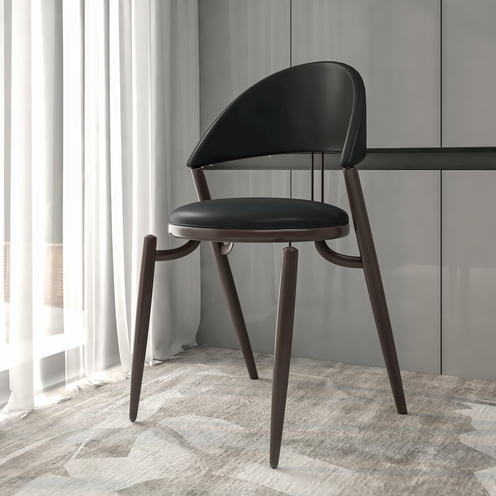 Venice Collection Modern Dining Chair In Black set of 2 in Black
