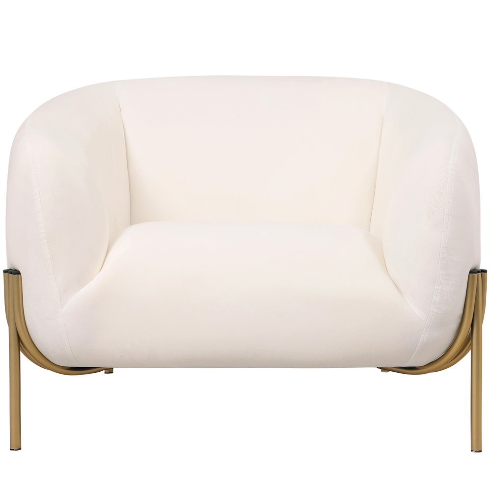 Zuno Collection Modern Single Seater Sofa in White Velvet