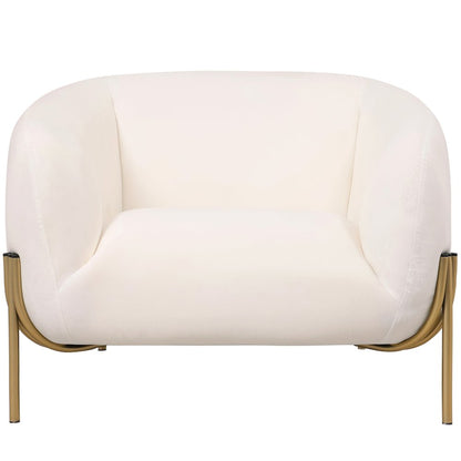 Zuno Collection Modern Single Seater Sofa in White Velvet