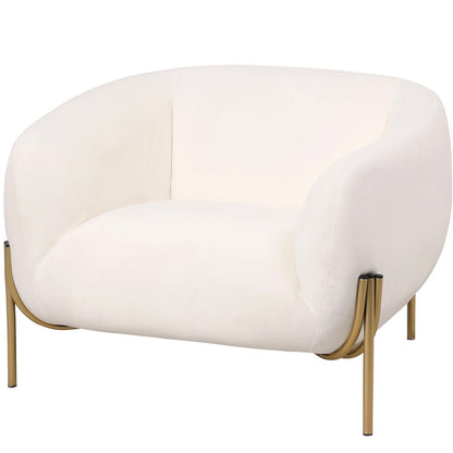 Zuno Collection Modern Single Seater Sofa in White Velvet