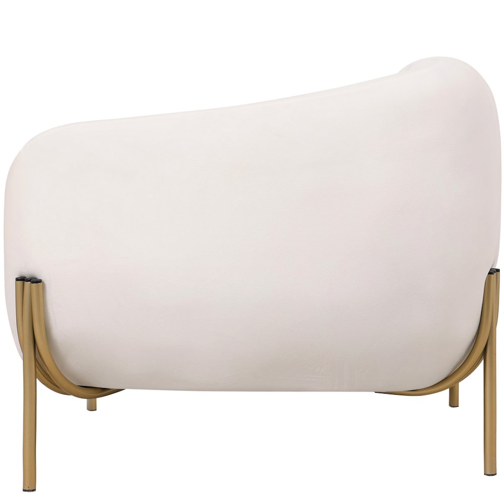 Zuno Collection Modern Single Seater Sofa in White Velvet