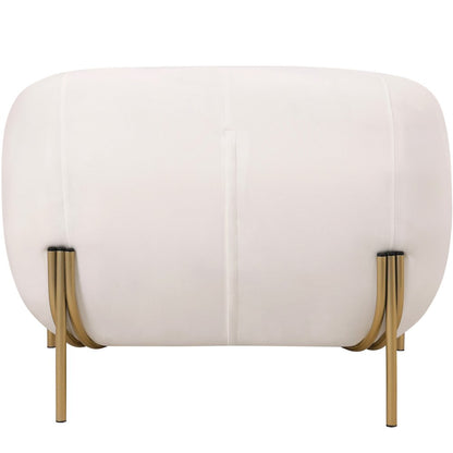 Zuno Collection Modern Single Seater Sofa in White Velvet