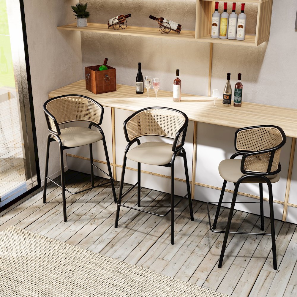 Ervilla Wicker Bar Stool Set of 2