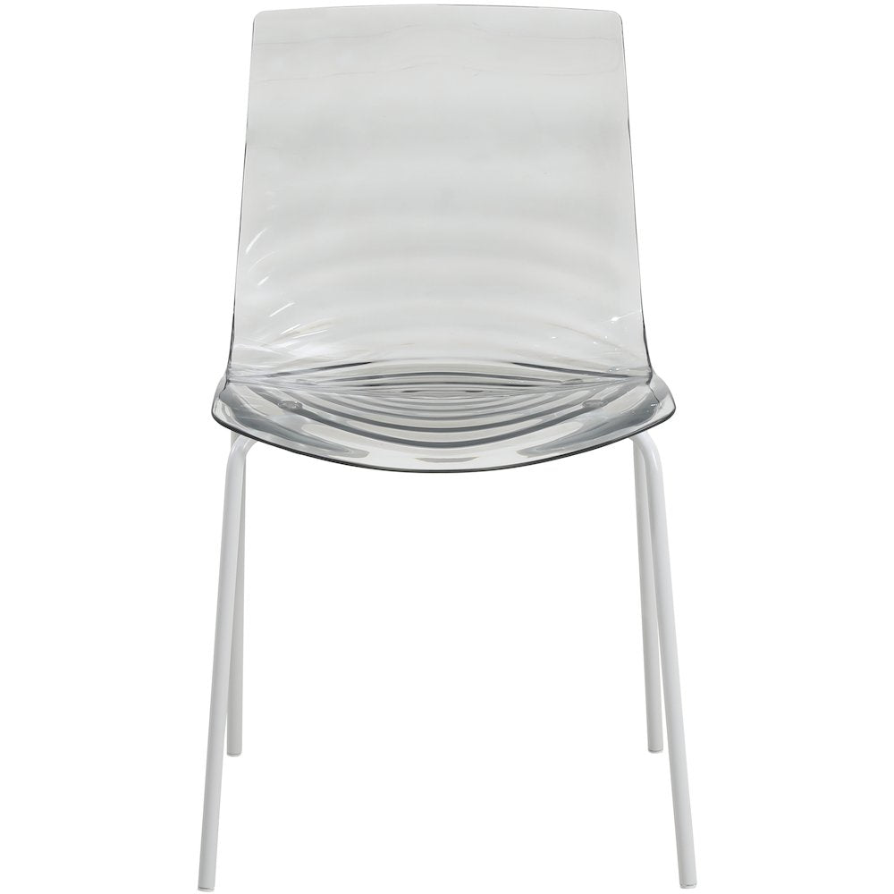 Astor Water Ripple Design Dining Chair in White Base Trans Black Seat Set of 2