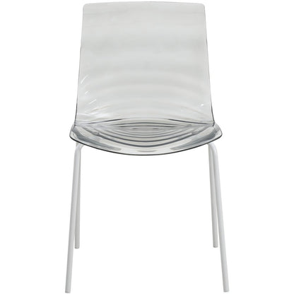 Astor Water Ripple Design Dining Chair in White Base Trans Black Seat Set of 2