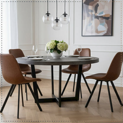 Markley Modern Leather Dining Chair With Metal Legs