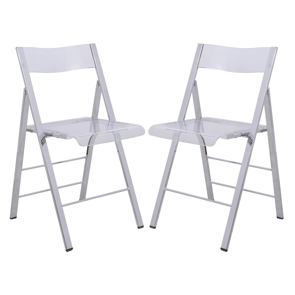 Menno Modern Acrylic Folding Chair, Set of 2