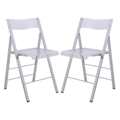 Menno Modern Acrylic Folding Chair, Set of 2