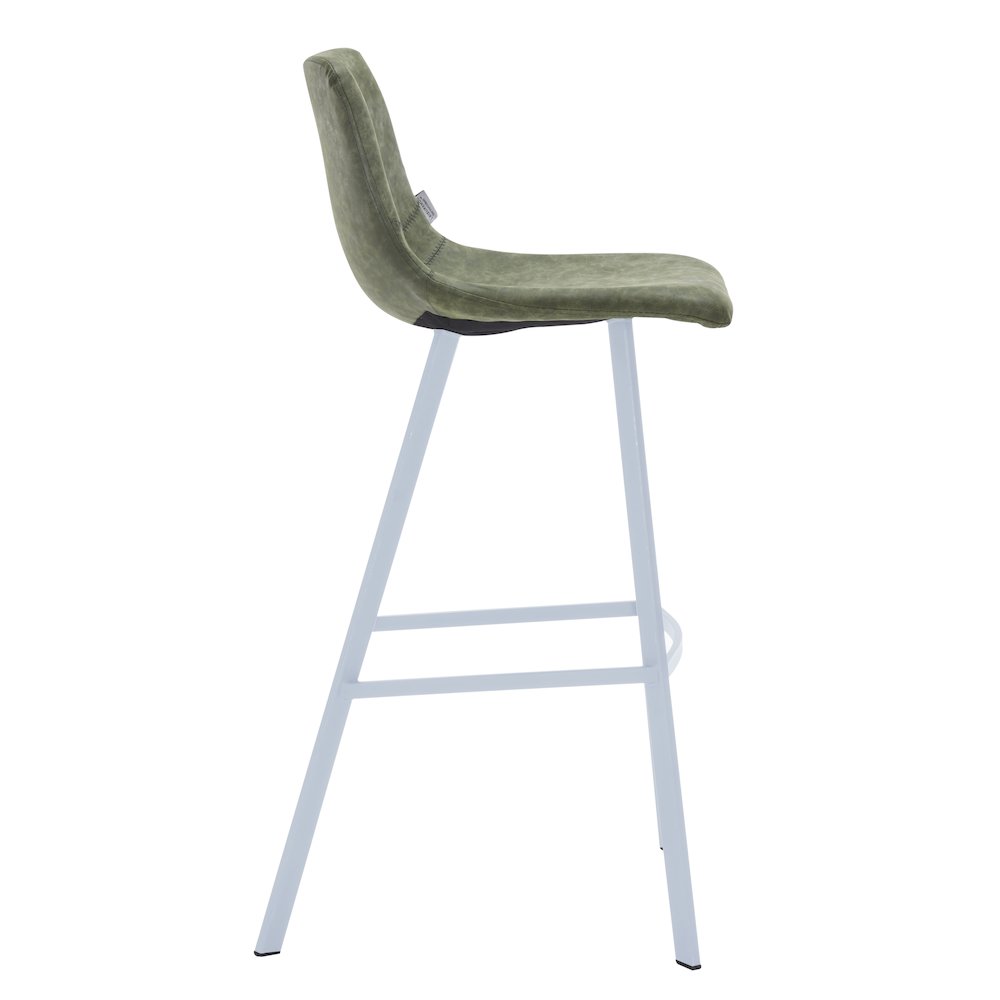 Elland - Bar stool - Olive Green- White Base Set of 2