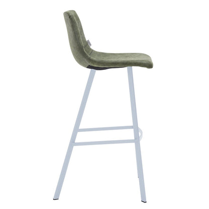Elland - Bar stool - Olive Green- White Base Set of 2