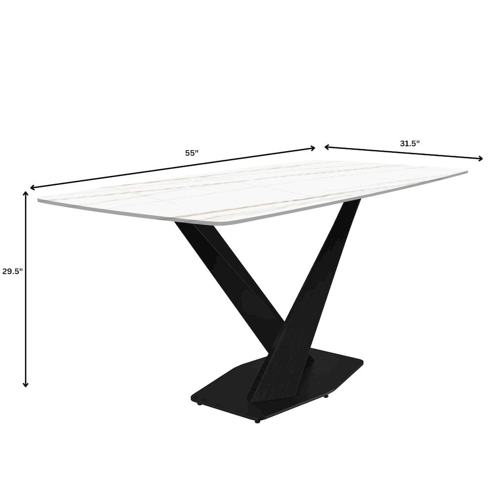 7-Piece Dining Set with Rectangular Sintered Stone Dining Table