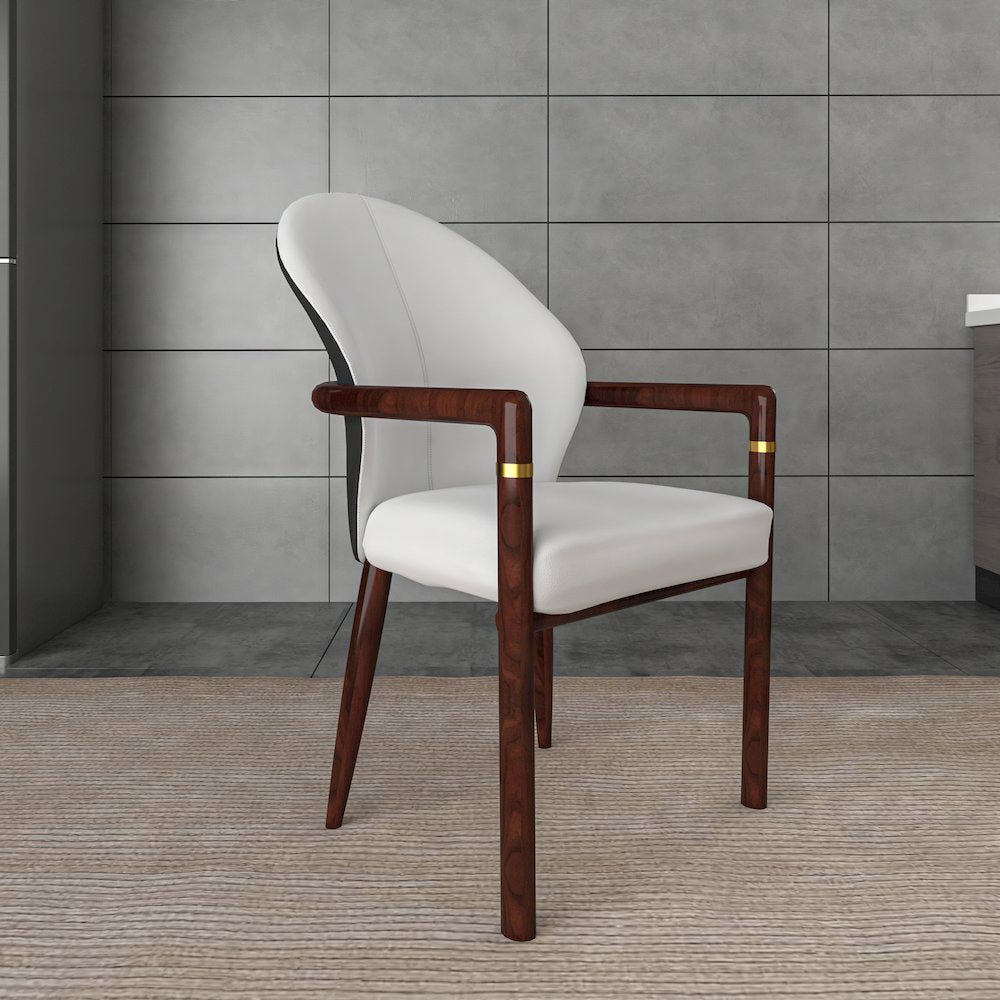 Opaline Series Elegant Wooden Dining Chair in Black Velvet and White