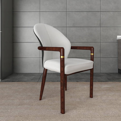 Opaline Series Elegant Wooden Dining Chair in Black Velvet and White