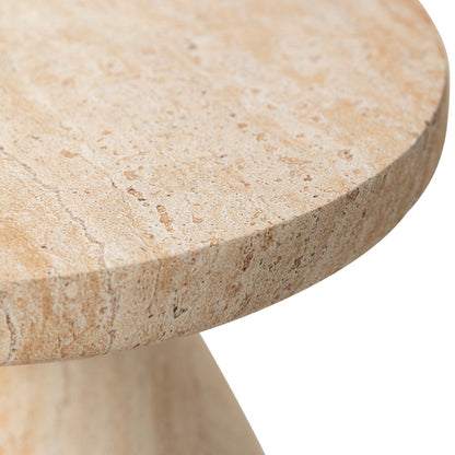 Dune Collection Fiberglass Outdoor Side Table in Travertine