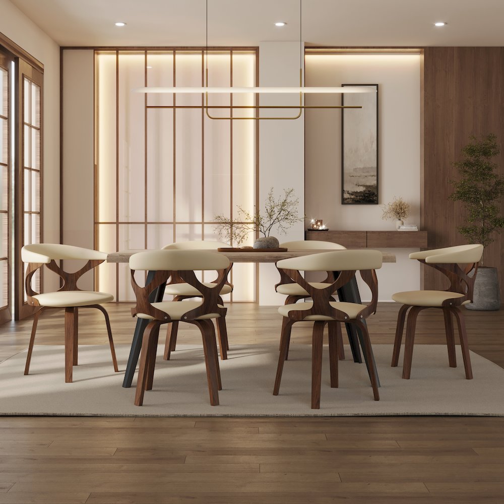 Modern Wooden Dining Chair, Walnut Frame in Taupe Klyne Collection By LeisrueMod