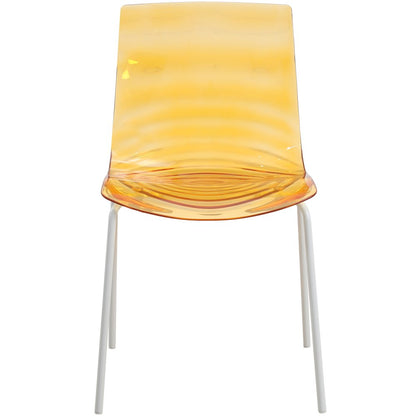 Astor Water Ripple Design Dining Chair in White Base Orange Seat Set of 2