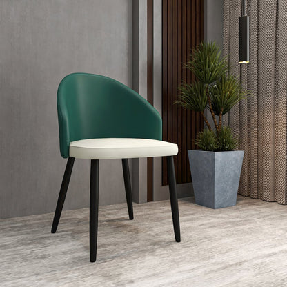 Paradiso Collection Modern Dining Seat in Green, with Light Grey Fabric Seat