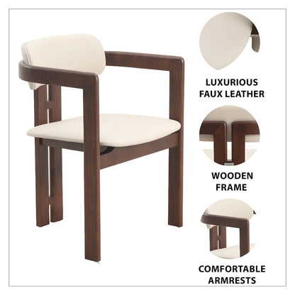 Velo Series Modern Dining Chair in Walnut Color Wood with Toupe Seat