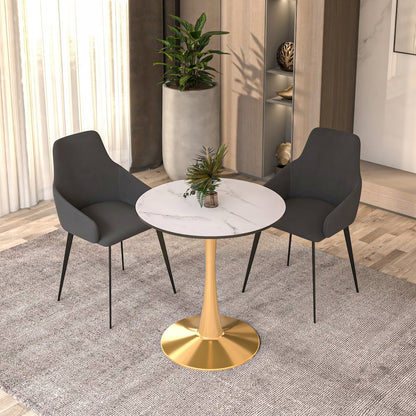 Bristol 27" round dining table Gold Base With White Top