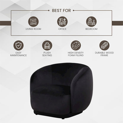 Faze Collection Modern Single Seater Sofa in Black Velvet