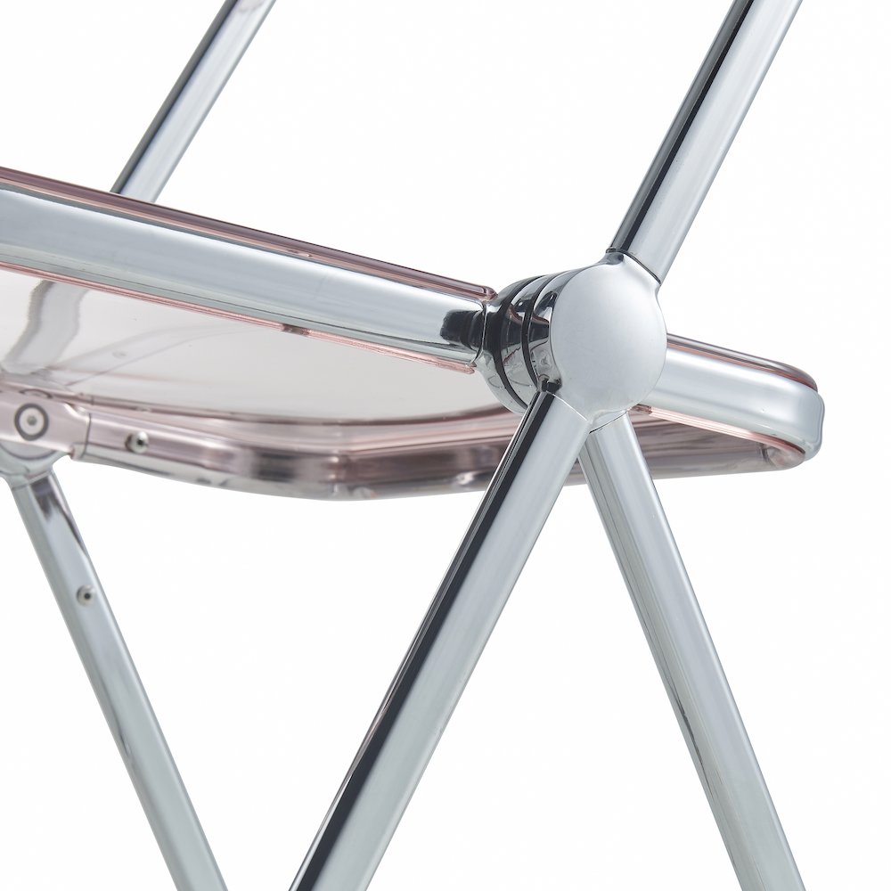 Lawrence Acrylic Folding Chair With Metal Frame, Set of 2