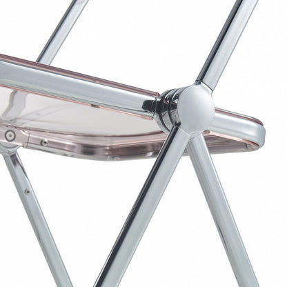 Lawrence Acrylic Folding Chair With Metal Frame, Set of 2