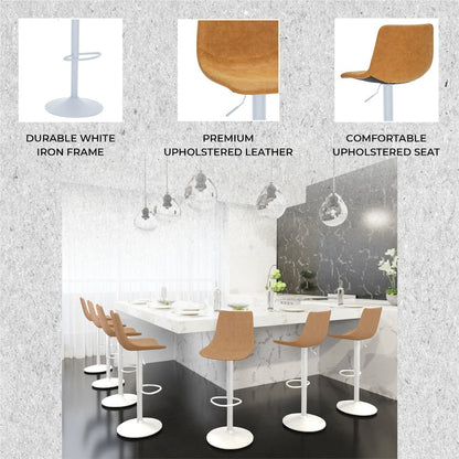 Tilbury - Bar stool White Base- Light Brown