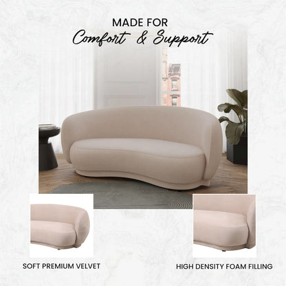 Faze 3-Seater Wide Couch Sofa Upholstered in Velvet