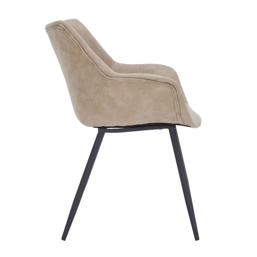 Markley Modern Leather Dining Arm Chair Set of 4 in Taupe