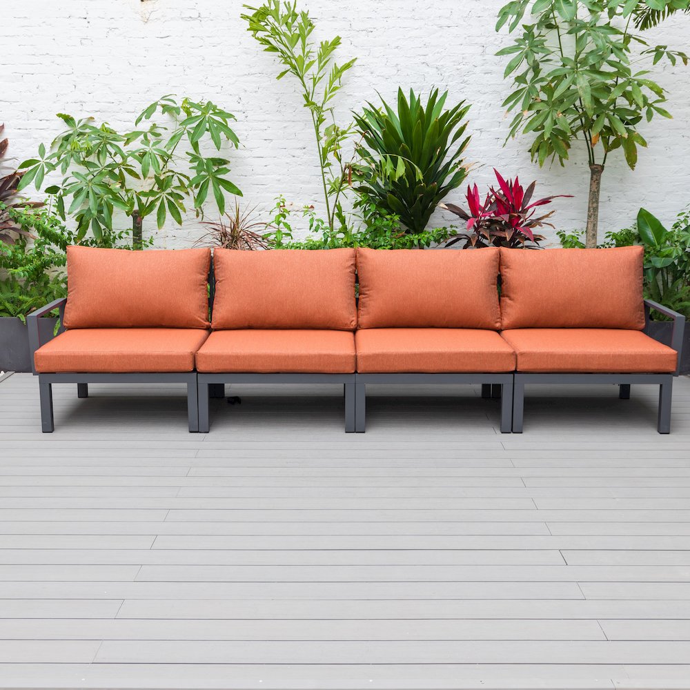 Hamilton Aluminum Patio 4-Seater Sofa With Cushions in Orange