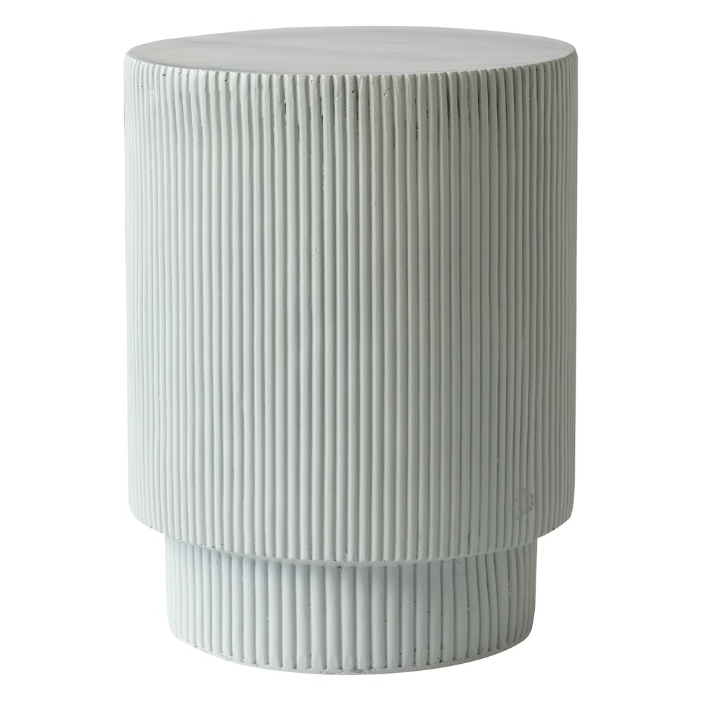 Eden Collection Fiberglass Outdoor Side Table in Light Grey