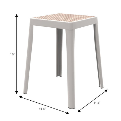 Tresse Series Stackable Poly Stool With Wicker Top 12 in White