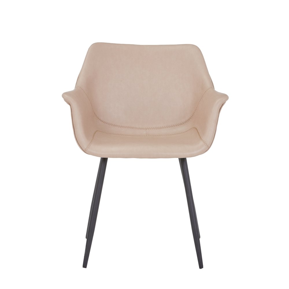 Markley Modern Leather Dining Arm Chair in Taupe