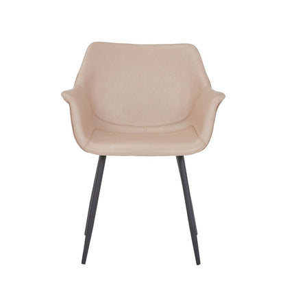 Markley Modern Leather Dining Arm Chair in Taupe
