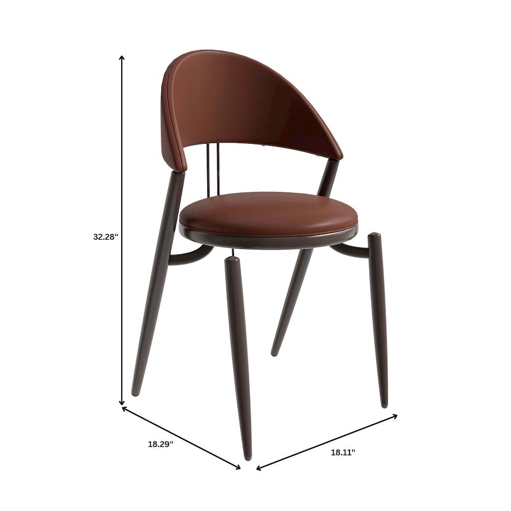 Venice Collection Modern Dining Chair In Black set of 2 in Dark Brown