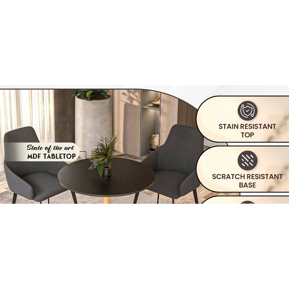 Bristol 27" round dining table Gold Base With Black Top