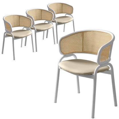 Ervilla - Dining Chair - White frame in Taupe Leather Set of 4