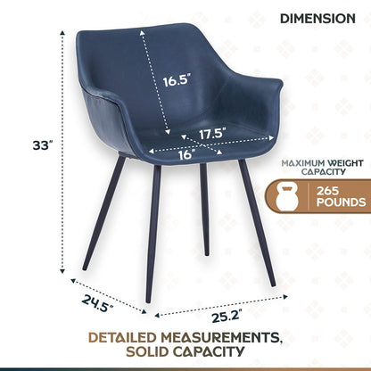 Markley Modern Leather Dining Arm Chair With Metal Legs