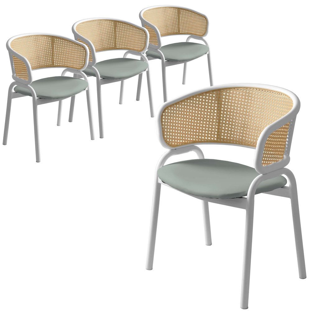Ervilla - Dining Chair - White frame in Grey Leather Set of 4