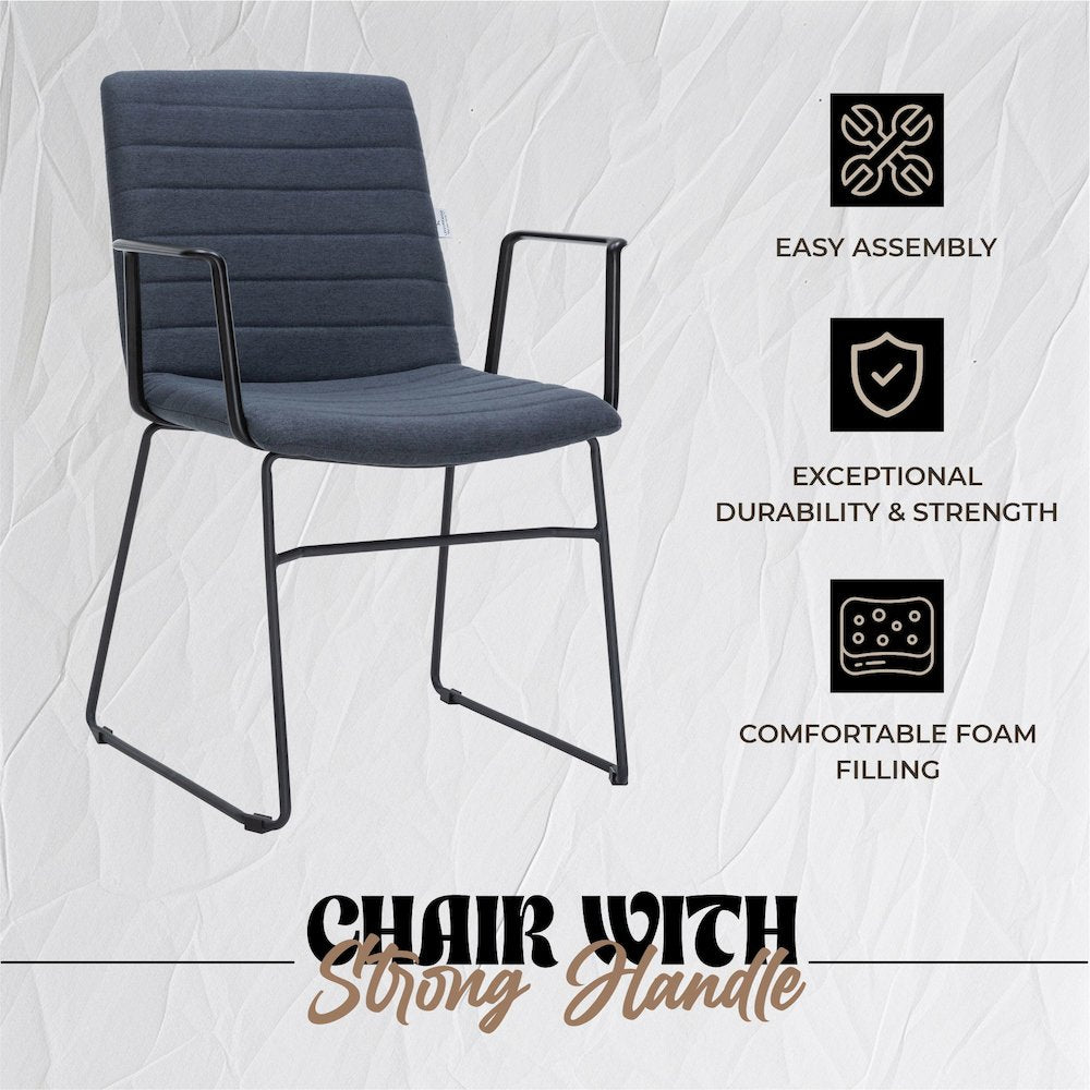 Zylar Series Office Guest Arm Chair in Dark Blue Fabric