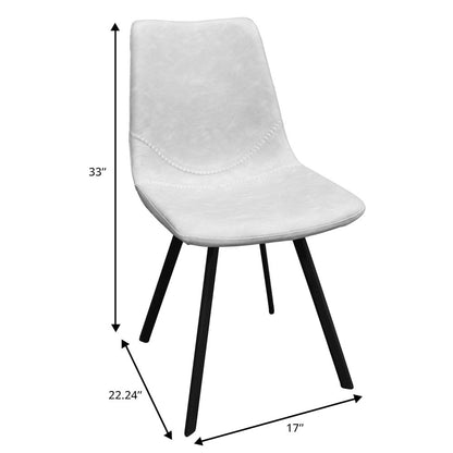 Markley Modern Leather Dining Chair With Metal Legs, Light Grey
