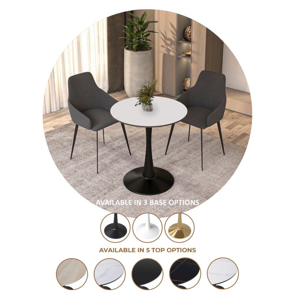 Leisyremod Bristol 24" Round Dining Table Black base with White top