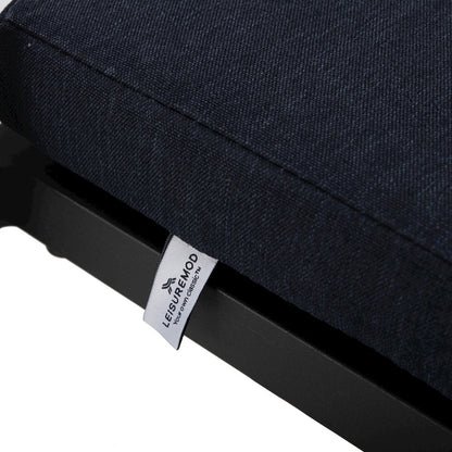 Chelsea Collection Modern Aluminum Outdoor Bar Chair in black with Blue Cushions
